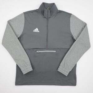 Adidas Men's Team Issue Half Zip Pocket Comfy Soft Fleece Sweatshirt Gray Size M